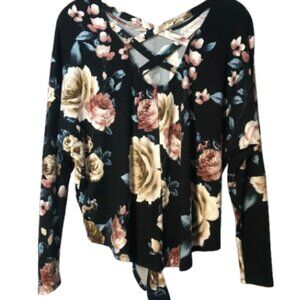 IZ Byer Floral Tie-Front Top (size XS)
